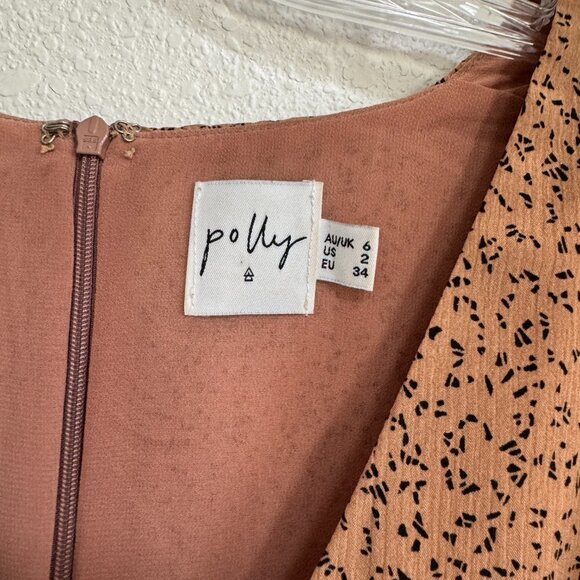 🦋 PRINCESS POLLY Brown Printed Mini Dress Boho 2 Casual Everyday Cute Animal - Picture 3 of 4